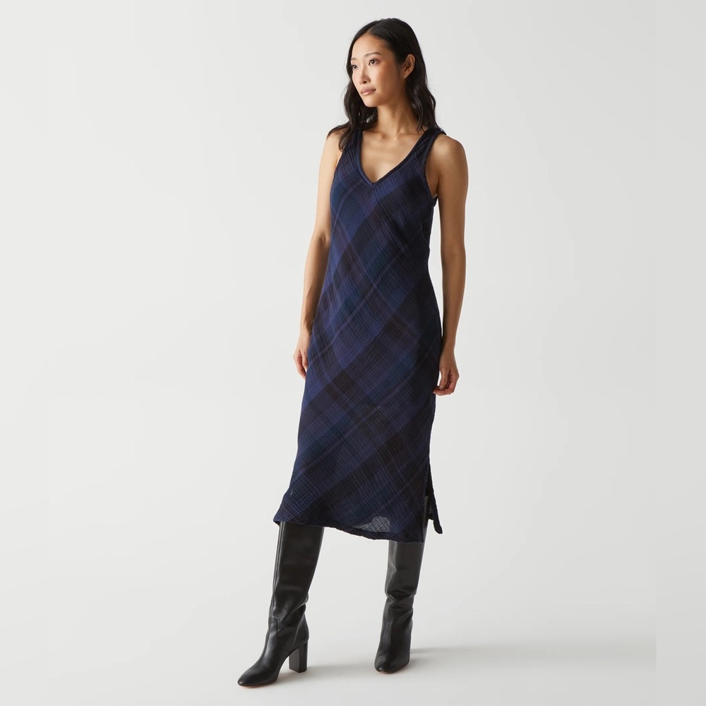 MICHAEL STARS NWOT LIBBLE PLAID MIDI DRESS